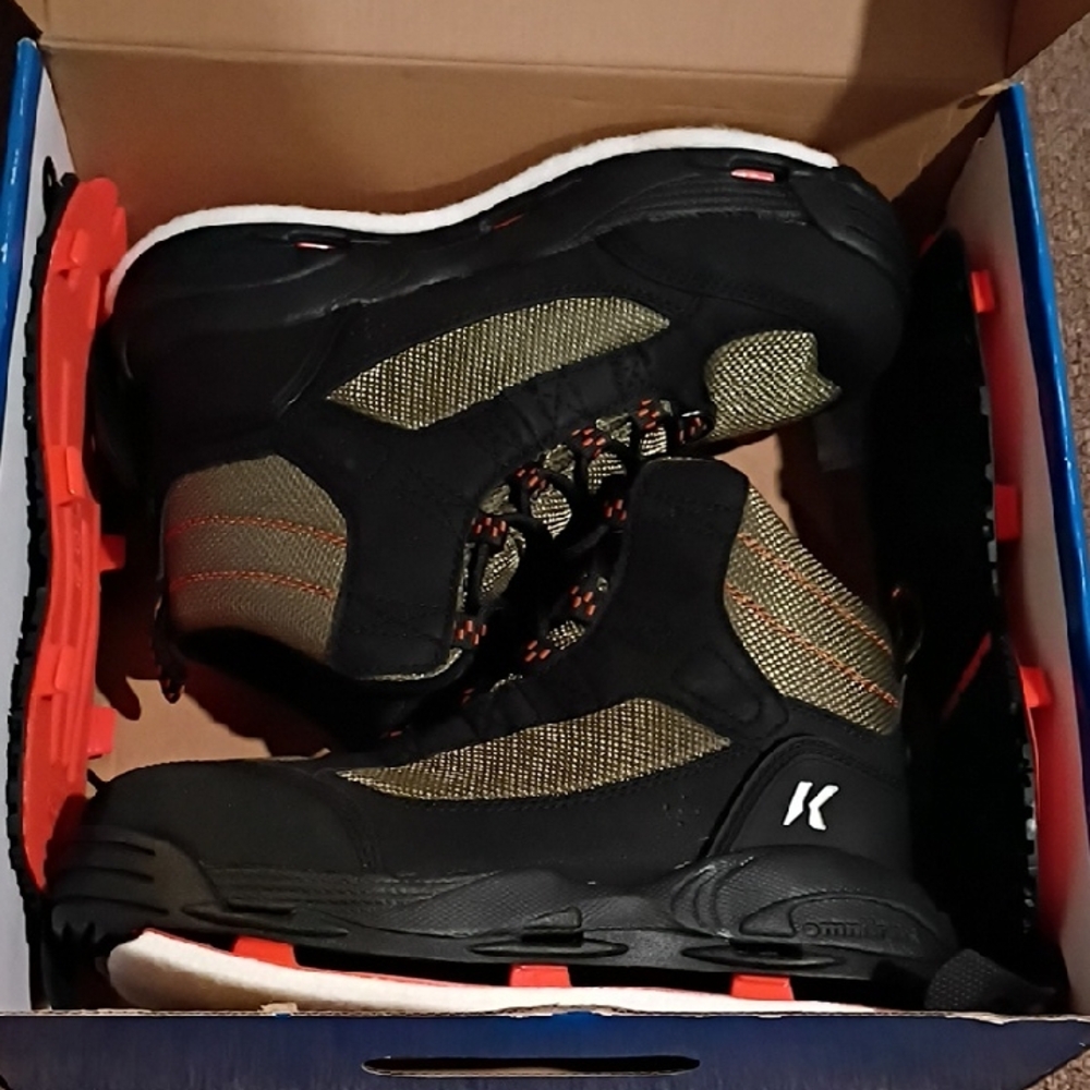 Korkers Greenback Wading Boots Black and Olive Nwt Nib Mens Size 8